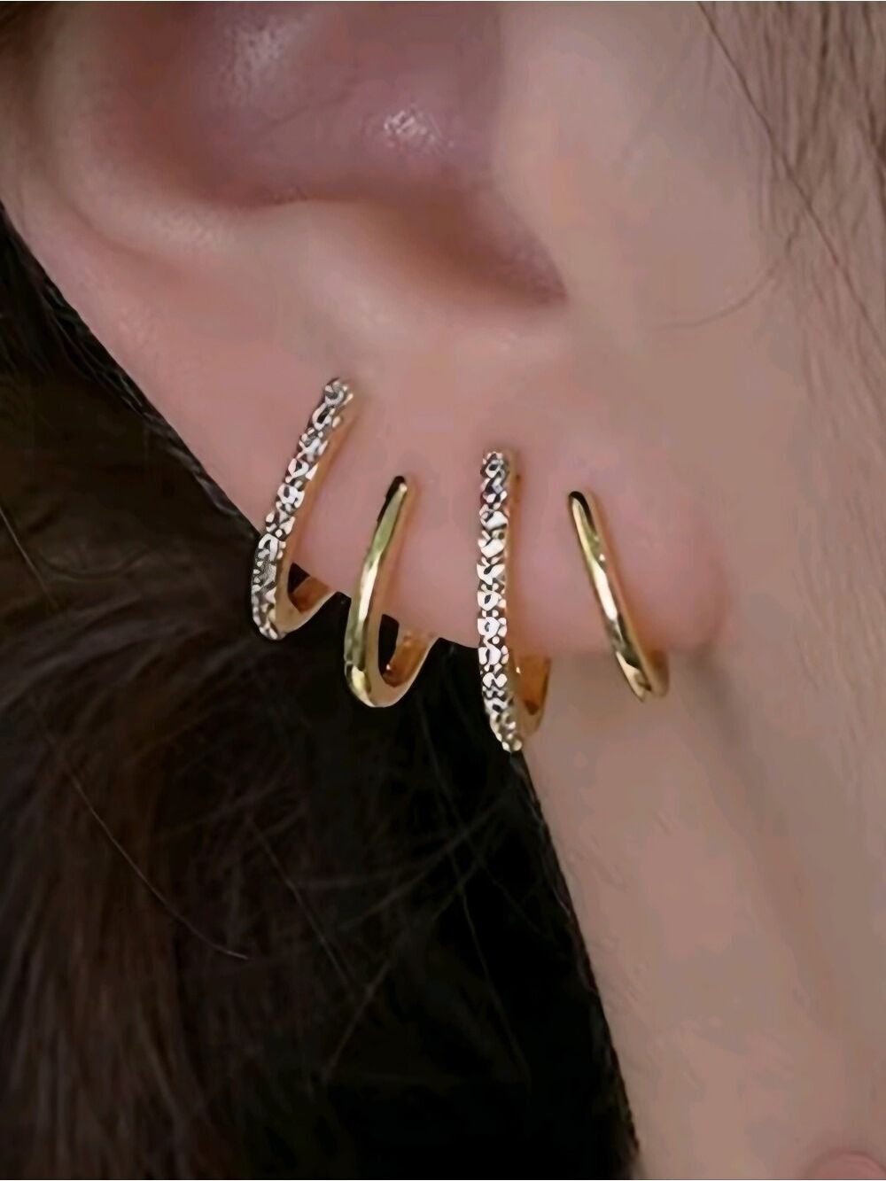 Tewiky Claw Zircon 14K Gold Plated Silver Earrings New